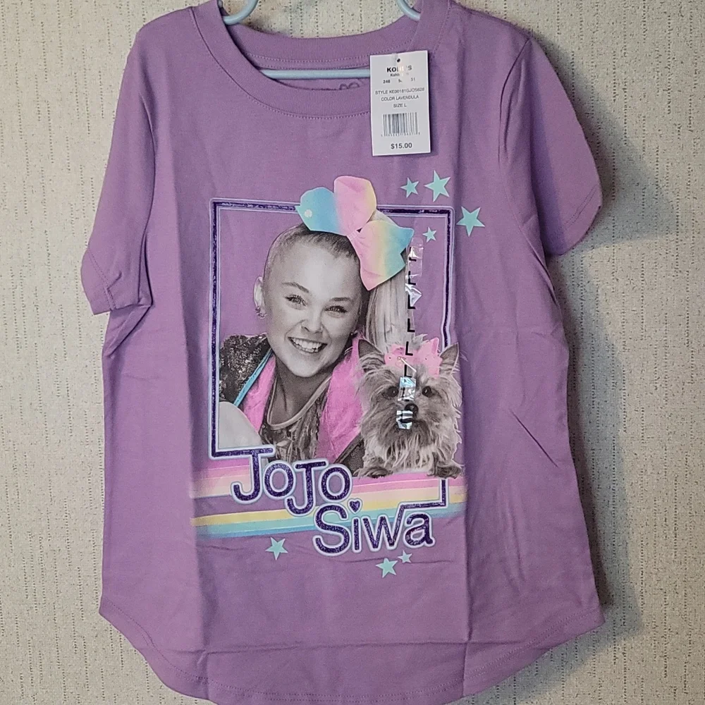 NICKELODEON GIRLS JOJO SIWA GRAPHIC TEE: PURPLE: NWT: SZ L